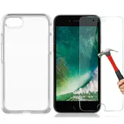 For Apple iPhone SE 2022 Clear Case Cover and Tempered Glass Screen Protector