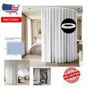 Flexible Ceiling-Mounted Blackout Curtain Room Divider - 1 Panel White Drapery