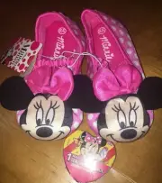 Toddler Girls Disney Minnie Mouse Slippers Sz 9-10 NWT + Magic Towel Easter Gift