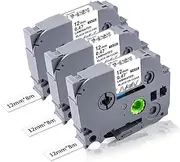3-Pack TZ Tape 12mm Clear Replacement for Brother TZe-131 TZ-131 P Touch Label Tape 12mm 0.47 Laminated Black on Clear Label Maker Tape for Brother Ptouch PT-D600 PT-D200 PT-D210 PT-D400