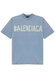 Balenciaga Tape Type Logo Cotton T-shirt - Blue XL