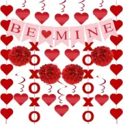 21Pcs Valentines Day Decorations Set Pre-Assembled Hanging Heart Swirls