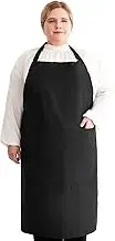 Plus Size Aprons for Women with Pockets Adjustable Blooming Waterproof Aprons for Kitchen, Cooking (Black)