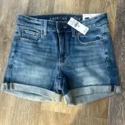 American Eagle Next Level Stretch Curvy Midi Low Rise Shorts 4/27 NWT