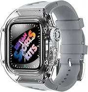 [AEHON] Latest Light Fiberglass Watch Case+Fluorine Rubber Watch Band Suitable，For Apple Watch 8/7/6/5/4 Series, Replacement Strap Suitable，For iwatch 44/45mm Upgrade Modification kit