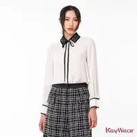 在飛比找momo購物網優惠-【KeyWear 奇威名品】蕾絲滾邊領片襯衫