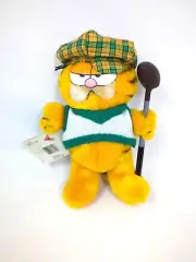 Vintage 1981 Garfield Golfer Golf Green White Vest Stuffed Toy Plush With Tag