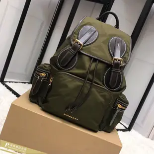 雅格時尚精品代購 Burberry 巴寶莉  馬術風明線 (綠)典藏軍風後背包美國outlet代購