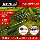 Giantz Petrol Pole Chainsaw Hedge Trimmer Pruner Chain Saw Brush Cutter 2 IN 1