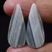 100% Natural Lovely Pair White MONTANA Agate 28.00 Cts. Cabochon Loose Gemstone