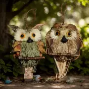 Handmade Owl Ornaments - Natural Straw Decor for Home and Holidays, Set of 2