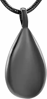 KETIME Free Engrave - Stainless Steel Teardrop Cremation Urn Necklace for Women Memorial Jewelry for Ashes
