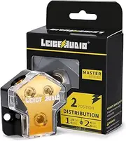 LEIGESAUDIO 0/2/4 Gauge in 4/8/10 Gauge Out 2 Way Amp Copper Power Distribution Block for Car Audio Splitter