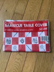 Vintage Barbecue Picnic Table Cover Table Cloth Plastic New Old Stock 52”x84”