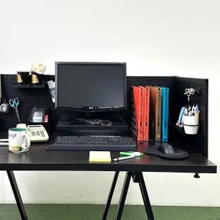 【撥撥的架子】86x86x43cm L型 桌上洞洞板屏風 辦公室書桌可夾式置物架 含美背(L型 洞洞板屏風含美背)