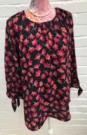 New Monsoon Blouse Top Large Pink Black Floaty Boxy Party Xmas