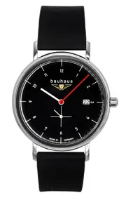 Bauhaus Classic Quartz BA-21302 Mens Watch Leather Strap Black Dial Date Display 50M