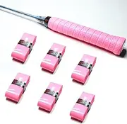 (6 Packs) Tennis Racket Grip Tape Sweat-Absorbing Handle Grip for Tennis, Badminton, Squash, Golf, Fishing, and Pickleball Overgrip (Light Purple)