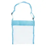 Mesh Beach Bag, Small Sand Backpack Sea Shell Tote Bags with Straps, Sky Blue