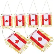 TOKIDNY 6pcs Canada Flag Flags Compact Hanging Banners for Rearview Mirror Decoration Stylish Car Accessories Easy to Install Satin and Design