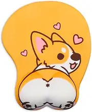 AOKSUNOVA Ergonomic Mouse Pad with Wrist Support Cute Corgi 3D Mouse Pad with Gel Wrist Rest Orange