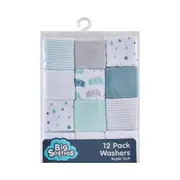 Big Softies 12 Pack Terry Towelling Washers, Pastel, Boy