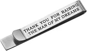 [DEARMAMY] Tie Clip for Men Groom Father Tie Clip Silver Bar Double-sided Lettering Wedding Present