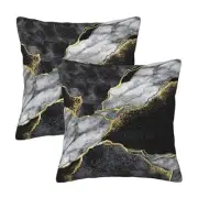 Marble Black and Gold Throw Pillow 18" x 18" (Pack of 2) Black Grey Gold Marble