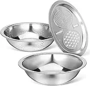 JEWEDECO 1Set Stainless Steel Vegetable Filter Basin Multi Functional Draining Basket for Fruits Food Preparation Kitchen Sink Accessories with Grater and Mixing Bowl