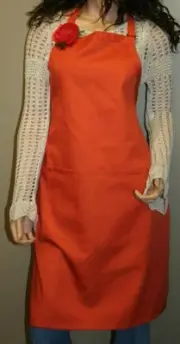 Women's Full Apron, Urban Apron with Two Pockets, Orange