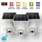 3x Elinz Wireless Solar Security 4G IP 1080P PTZ Outdoor Camera CCTV Waterproof Built-in Battery