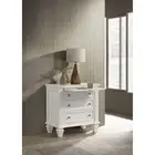 Cream White Nightstand w/ Pull Out Tray - 3 Drawers