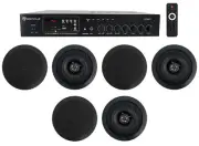 Home Audio Receiver+(6) 5.25" Black Ceiling Speakers For Bedroom/Living Room
