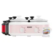 Double Small Slow Cooker, Buffet Server and Warmer, 2 Mini Pots with 3 Indivi...