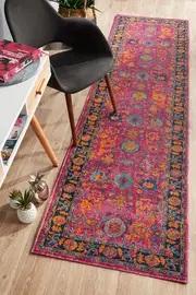 Abode Rug Culture Pink Cotton Blend Vintage Look Runner Rug