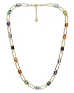 Bloomingdale's Fine Collection Multi Gemstone Paperclip Link Statement Necklace in 14K Yellow Gold, 16-18