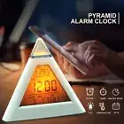 7 LED Colors Changing Alarm Clock Pyramid Digital Alarm Clock Calendar༄Thermomet