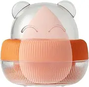 LeoLeoyy Beauty Sponge Holder - Bear Design Cosmetic Blender Storage Box - Cute Beauty Sponge Case for Traveling, Make Up Blender Container, Small Beauty Sponge Storage Box (Orange)