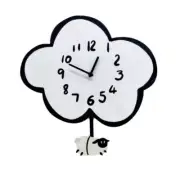 Cartoon Cloud Sheep Pendulum Wall Clock with Easy Time Adjustment Wall Decors