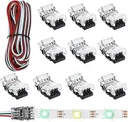 Hmskoss 11 Pieces Tunable 3 Pin LED Strip Connectors 10mm LED Strip Light Connectors LED Strip Connector Terminal for WS2811