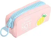 Pencil Bag Pen Case Big Zipper Fruit Pencil Bag Case Cute Canvas Storage Pen Bags Stationery Item Office School Supplies Pencil Bag Pen Case(Pink)