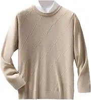 [Hamthuit] Men's O-Neck Sweater Twisted Diamond Long Sleeve Sweater Casual Knitwear Warm Pullover Casual Thick Sweater