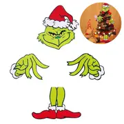 The Grinch Funny Christmas Tree Inserts Decorations Head Legs Hand Xmas Party Ornaments Props 4pcs/set