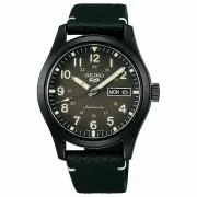 Seiko Men's 5 Sports Automatic Brown Dial Black Leather Strap Watch SRPG41