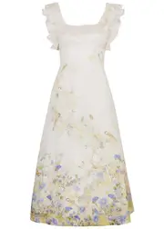 Zimmermann Harmony Printed Organza Midi Dress - Cream - 2 (UK 12 / M) 2 (UK 12 / M)
