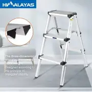 3Step foldable ladder stool aluminum frame portable anti slip 73 cm high
