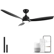 52 Inch Ceiling Fan with Light, Black Ceiling Fan with Remote, Reversible Mot...