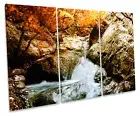 Forest Waterfall River Landscapes TREBLE CANVAS WALL ART Box Framed Print