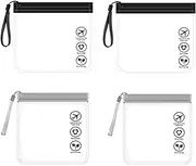 [MEZOKUCEL] 4 PCS Clear TSA Approved Toiletry Bag, Quart Size Carry-On Clear Liquids Bag Airport Security Approved Compliant Transparent Bag for Toiletries Cosmetics Travel, Clear, Black, Casual (Black*Gray)