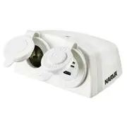 Narva Heavy Duty Twin Accessory USB & USB-C Socket White Housing - 81173WBL